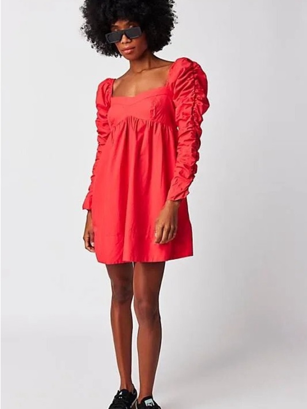 Free People Red Puff-Sleeve Shift Dress - Women